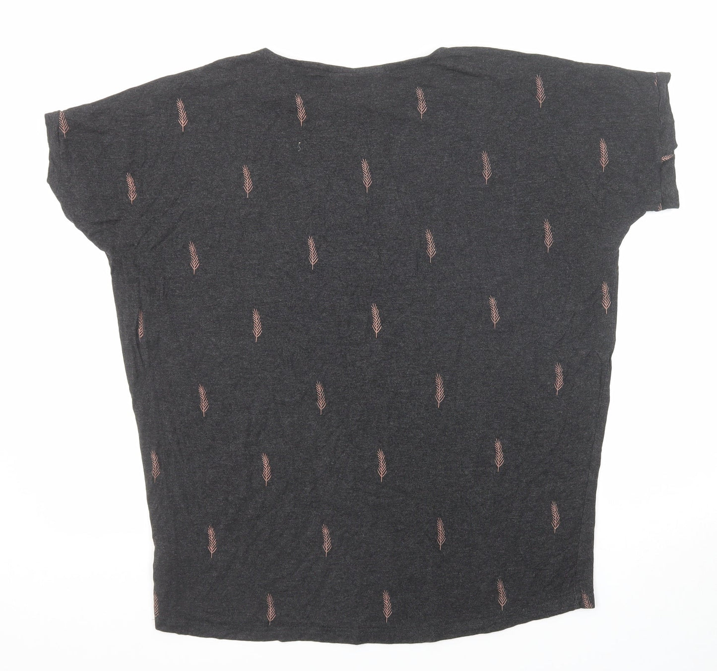 JoJo Maman Bébé Womens Black Geometric Viscose Basic T-Shirt Size M Crew Neck