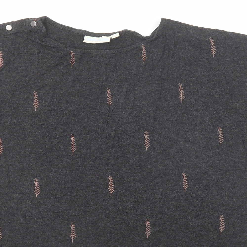 JoJo Maman Bébé Womens Black Geometric Viscose Basic T-Shirt Size M Crew Neck