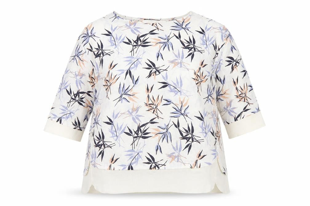 Marks and Spencer Womens White Geometric Polyester Basic Blouse Size 18 Boat Neck