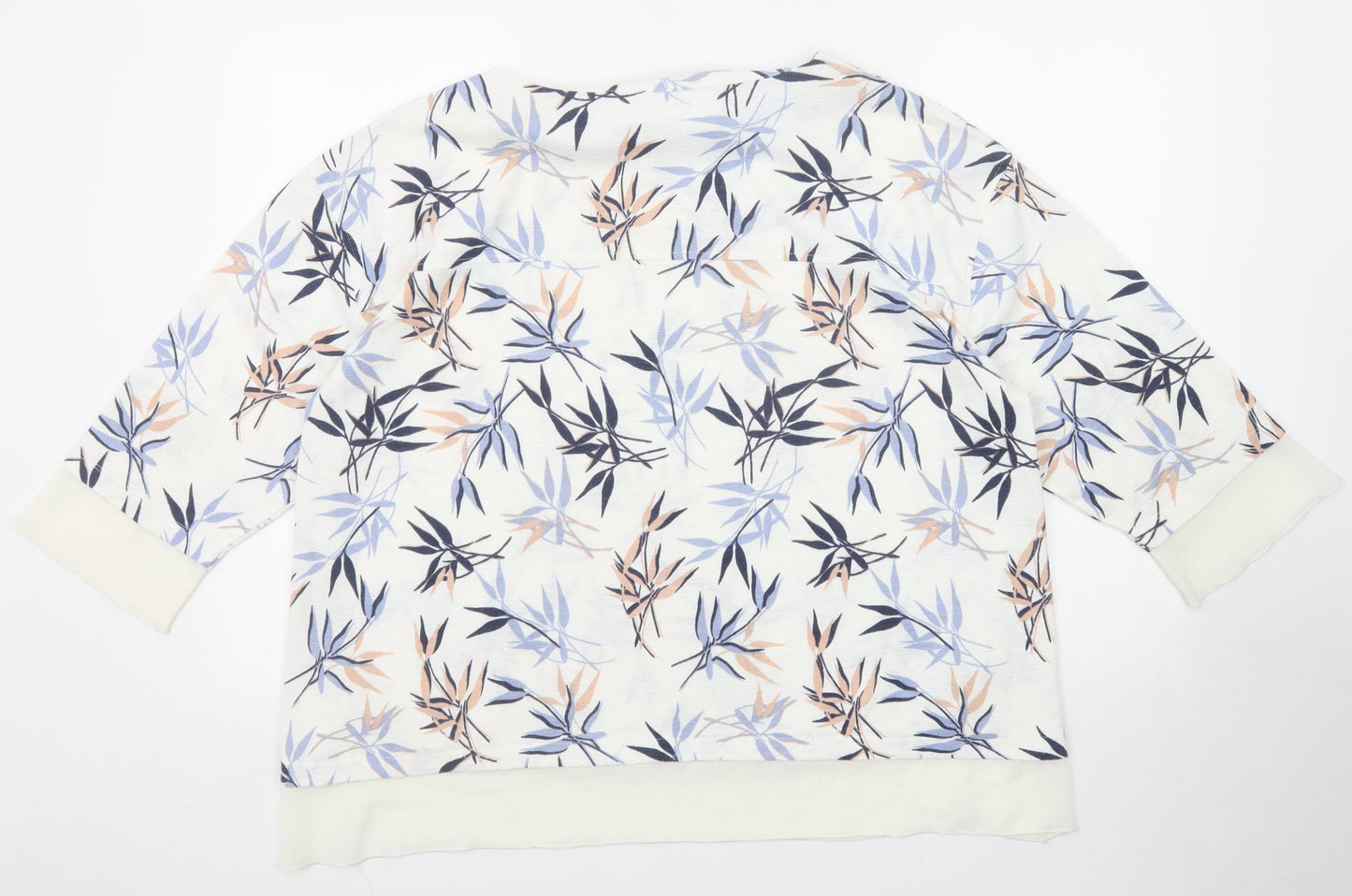 Marks and Spencer Womens White Geometric Polyester Basic Blouse Size 18 Boat Neck