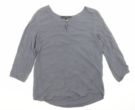 VERO MODA Womens Grey Viscose Basic Blouse Size S Boat Neck
