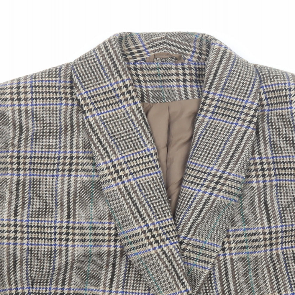 Gallery Womens Multicoloured Plaid Pea Coat Coat Size 14 Button