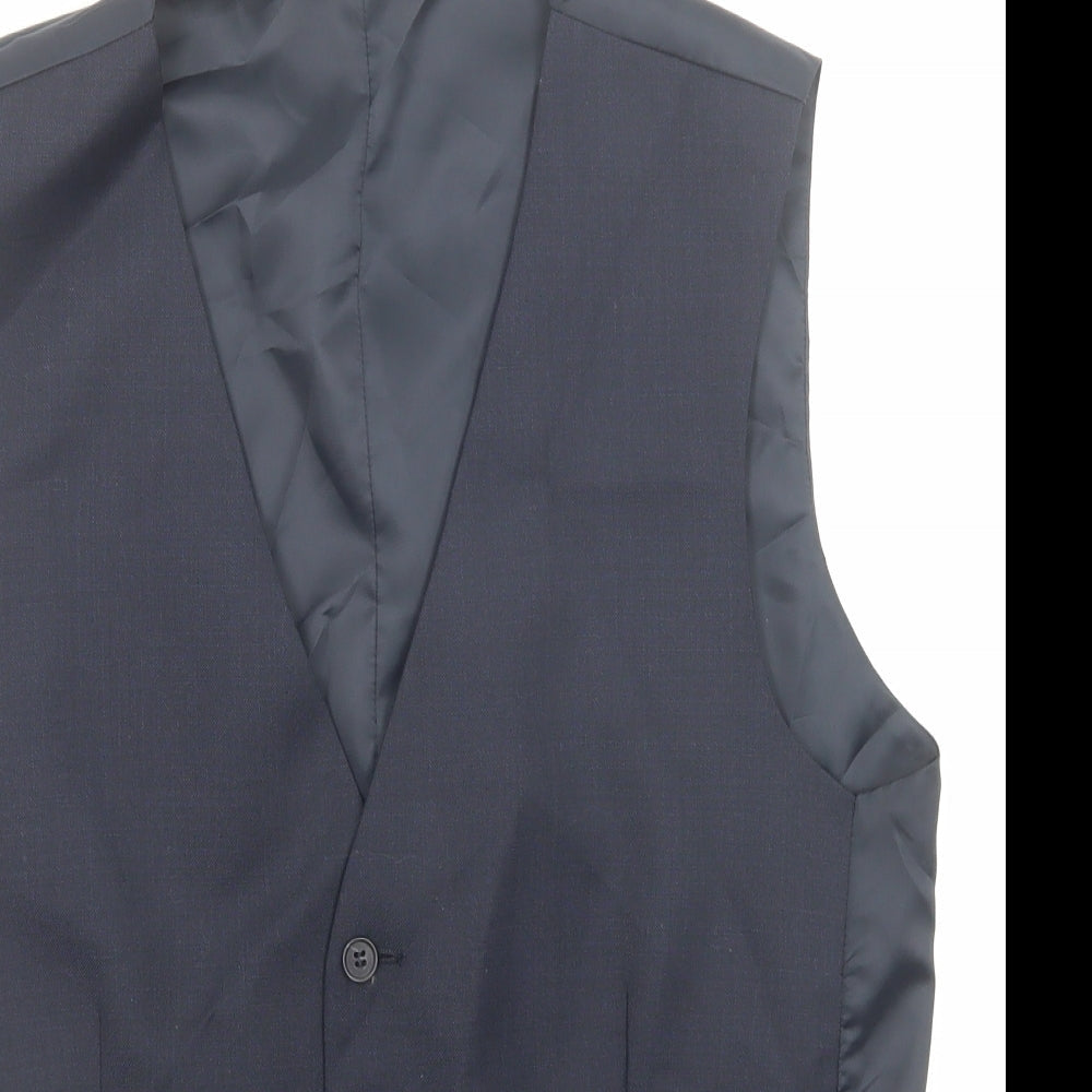 Racing Green Mens Blue Polyester Jacket Suit Waistcoat Size 38 Regular