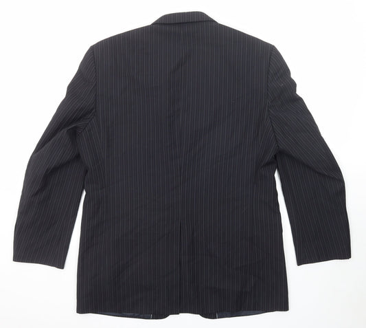 Marks and Spencer Mens Black Striped Polyester Jacket Suit Jacket Size 42 Regular