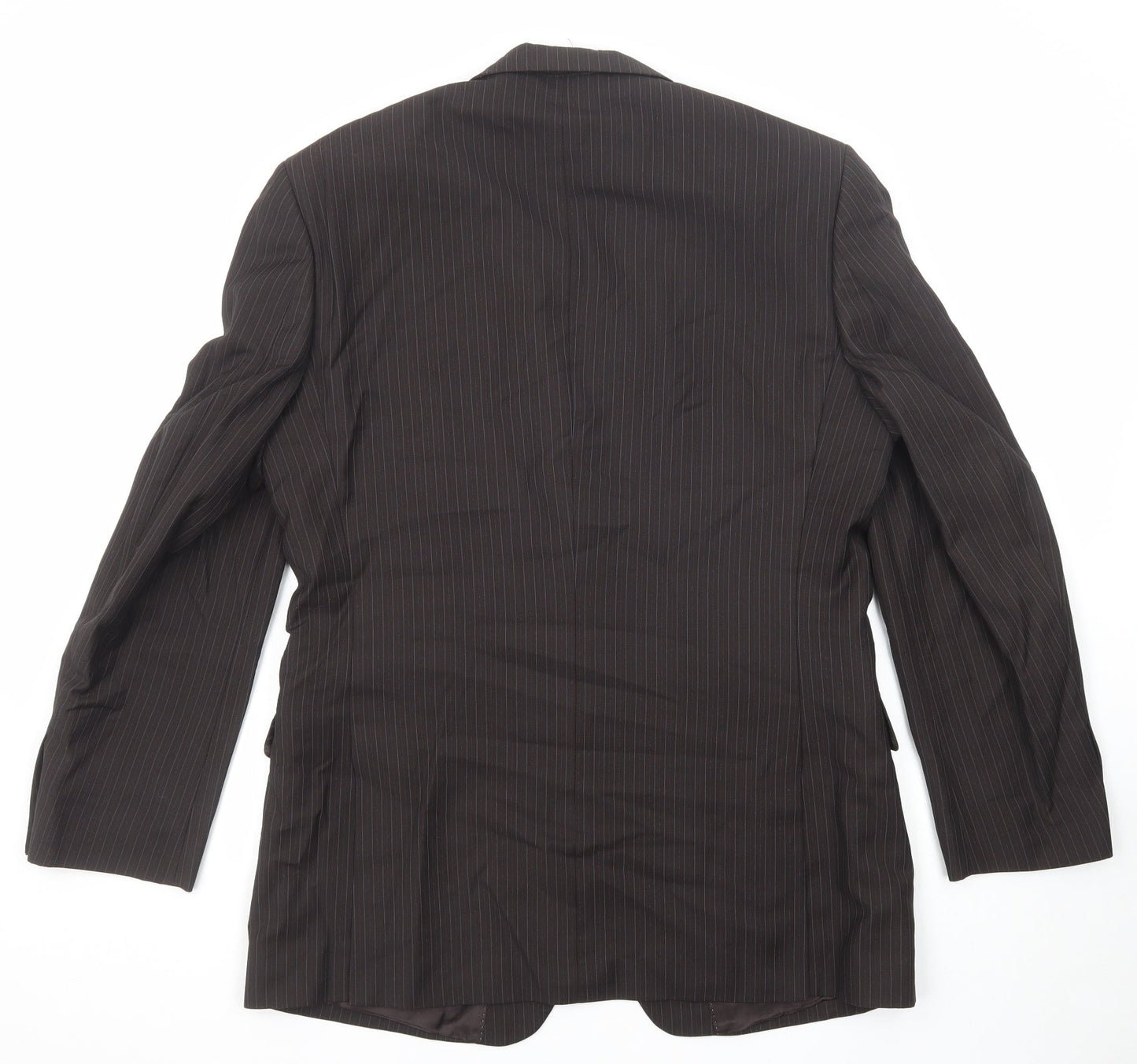 Burton Mens Brown Striped Polyester Jacket Suit Jacket Size 40 Regular
