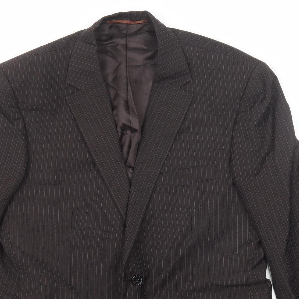 Burton Mens Brown Striped Polyester Jacket Suit Jacket Size 40 Regular