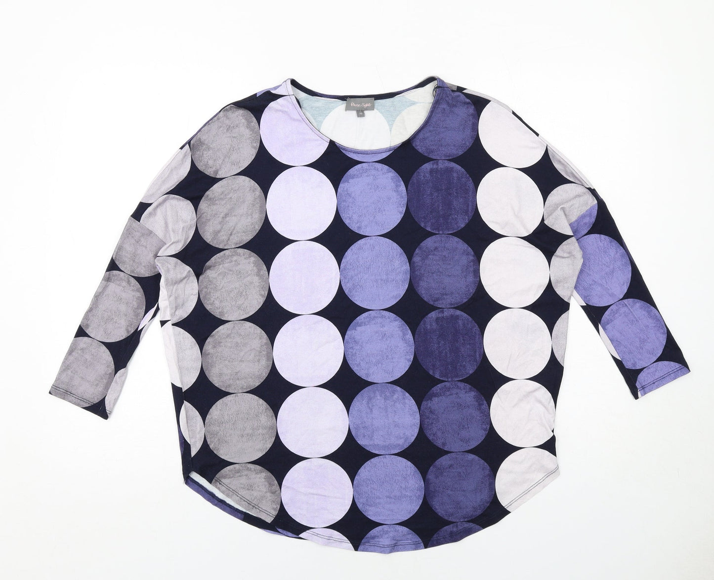 Phase Eight Womens Blue Polka Dot Viscose Basic Blouse Size 10 Round Neck