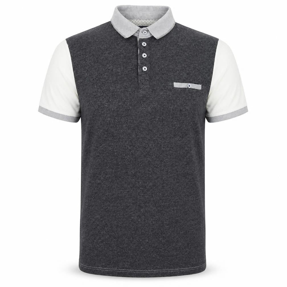 Twisted Soul Mens Grey Colourblock Cotton Polo Size XS Collared Button