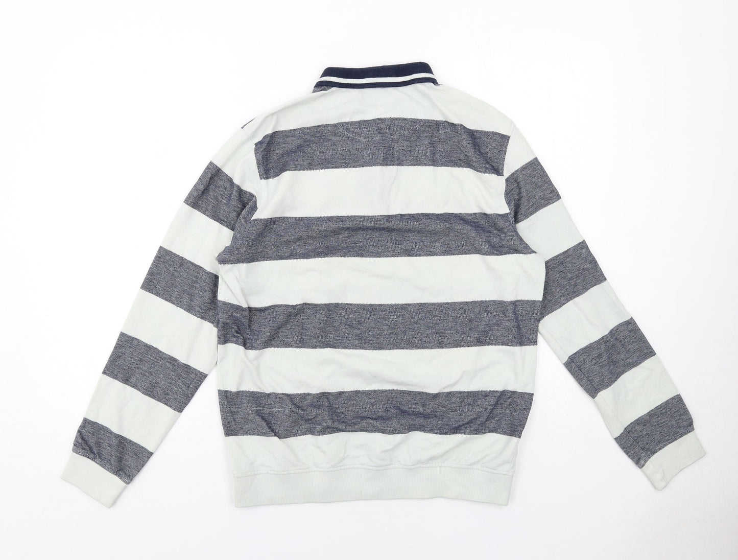Vittorio Fratini Mens Green Striped Cotton Henley Sweatshirt Size L
