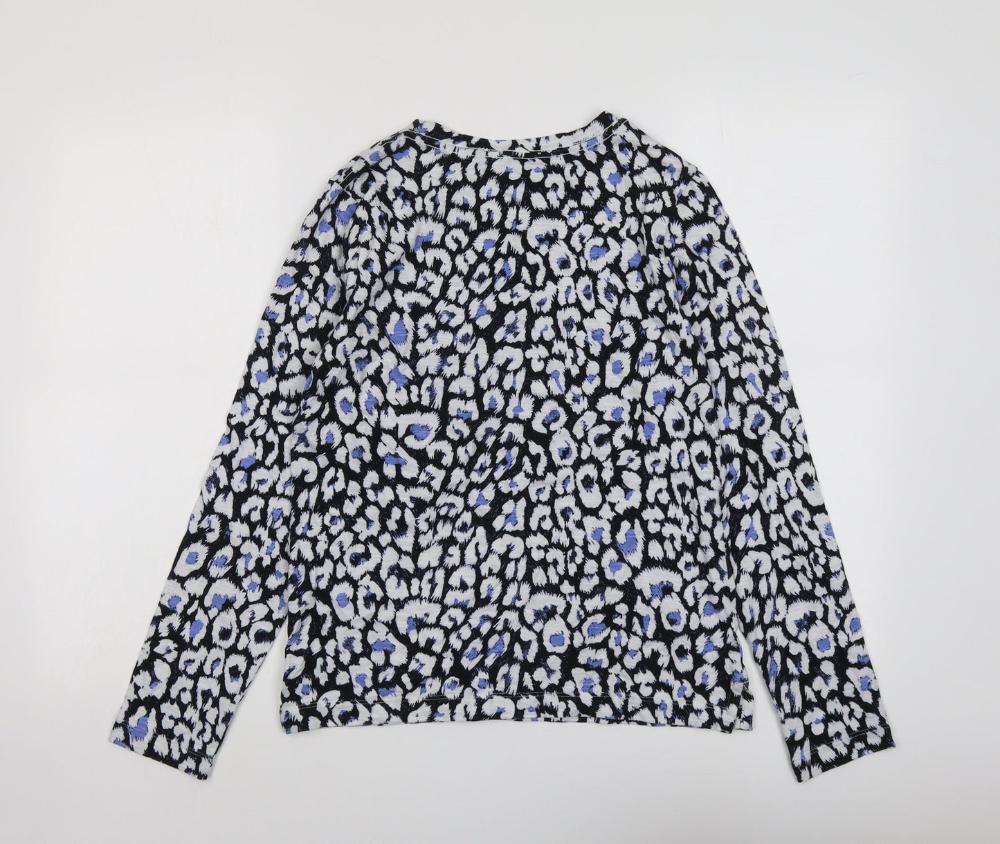 Marks and Spencer Womens Blue Geometric Polyester Basic Blouse Size 6 Round Neck