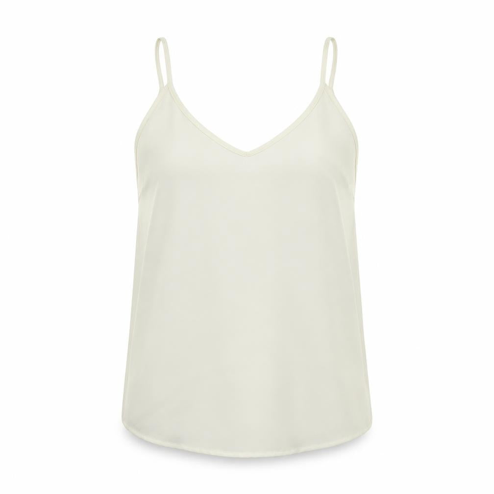 Oasis Womens Ivory Polyester Basic Tank Size 10 V-Neck