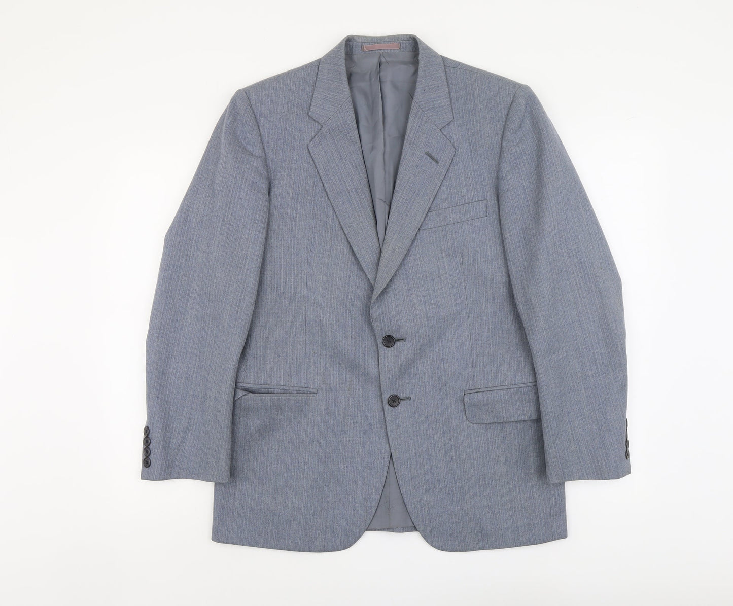 Marks and Spencer Mens Blue Striped Viscose Jacket Suit Jacket Size 38 Regular