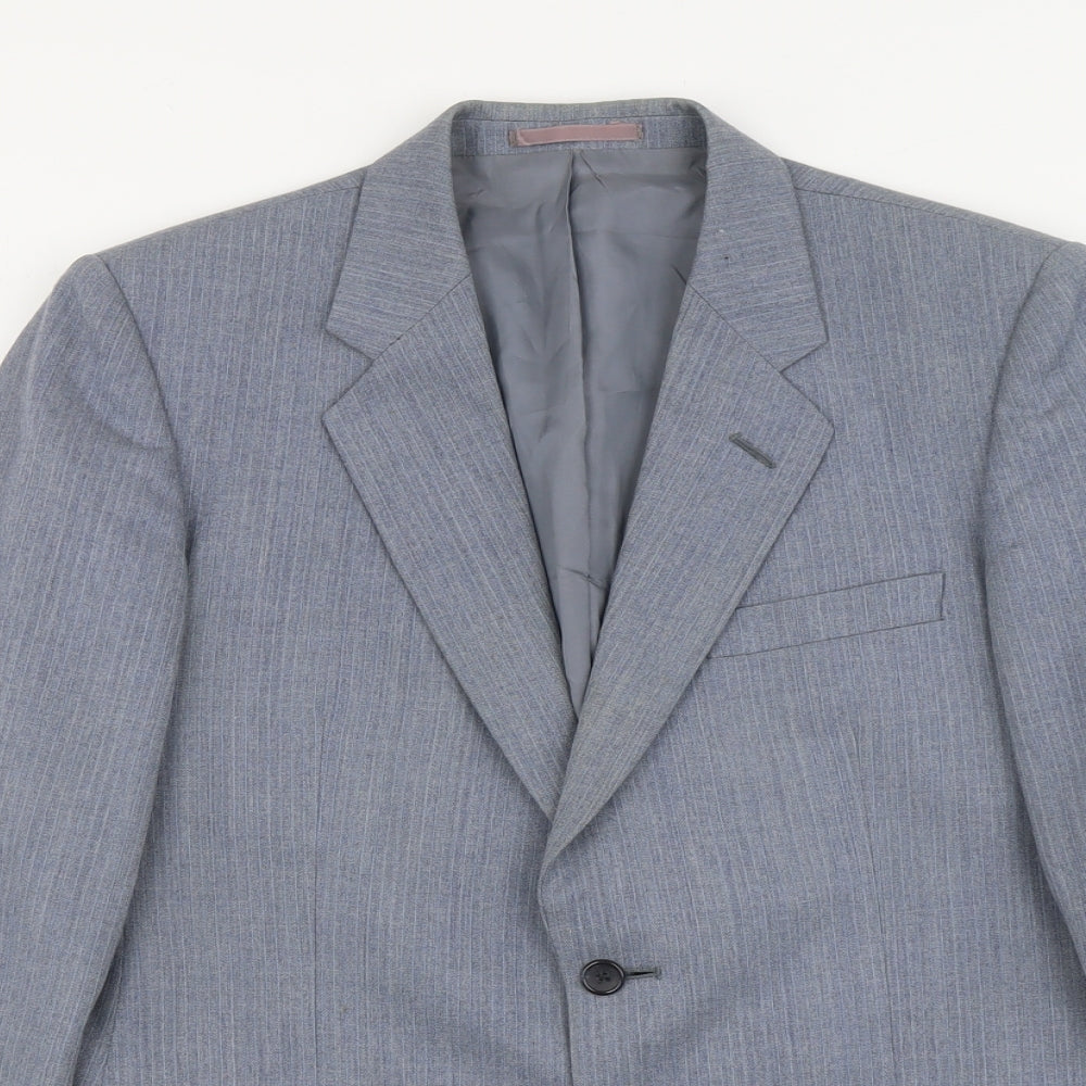 Marks and Spencer Mens Blue Striped Viscose Jacket Suit Jacket Size 38 Regular
