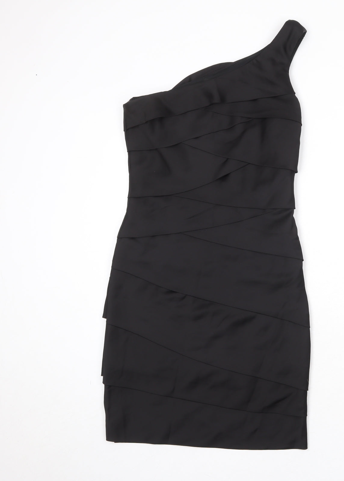 Max And Cleo Womens Black Polyester Bodycon Size L One Shoulder Zip