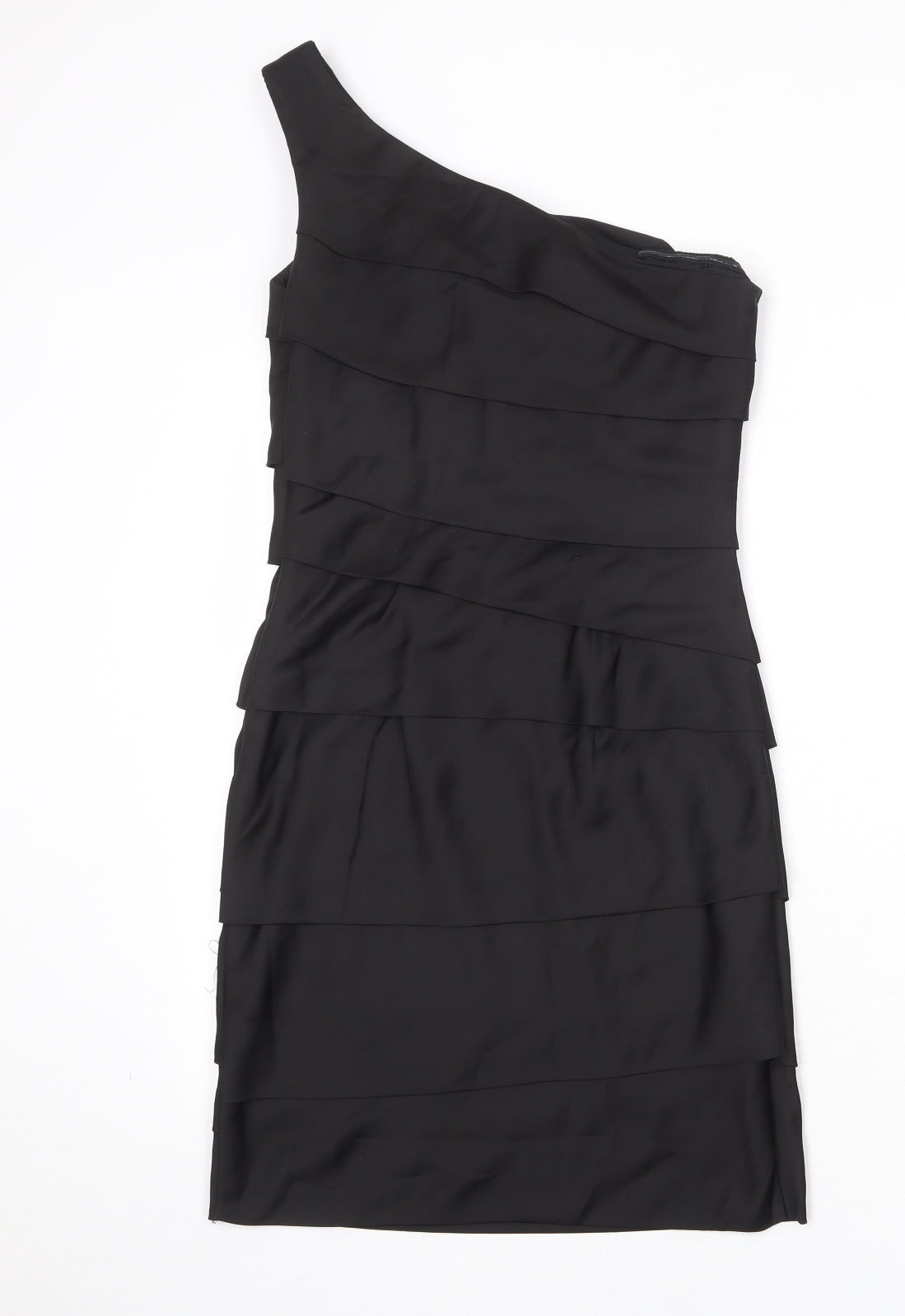 Max And Cleo Womens Black Polyester Bodycon Size L One Shoulder Zip