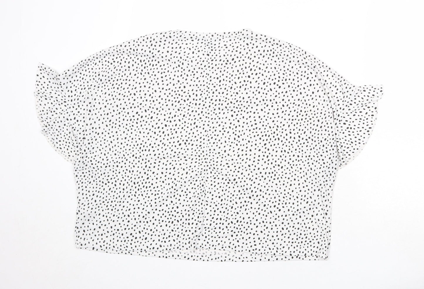 New Look Womens White Geometric Polyester Basic Blouse Size 12 Round Neck