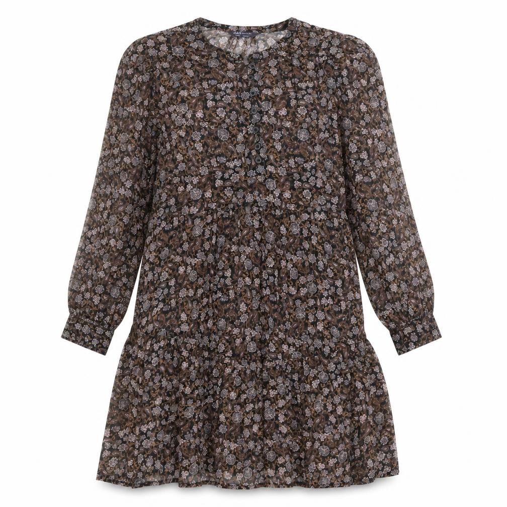 Marks and Spencer Womens Multicoloured Floral Polyester A-Line Size 12 Round Neck Button