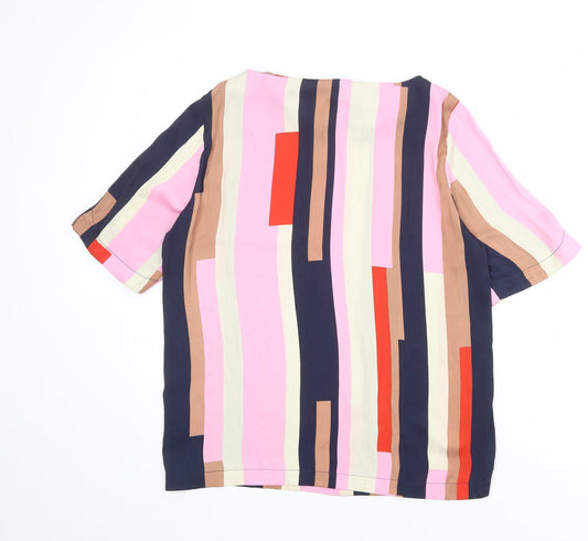 VERO MODA Womens Multicoloured Colourblock Polyester Basic Blouse Size L Round Neck