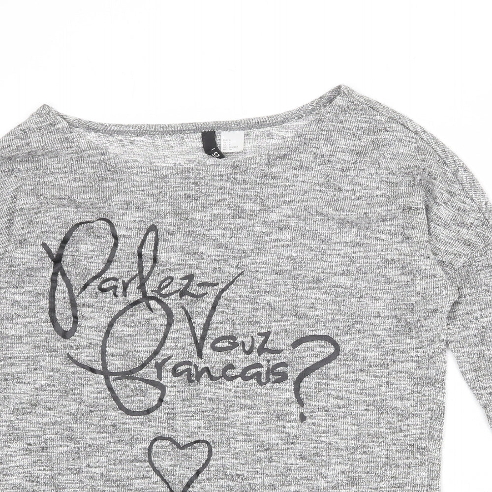 Divided by H&M Womens Grey Boat Neck Viscose Pullover Jumper Size S - Parlez Vouz Fracais?