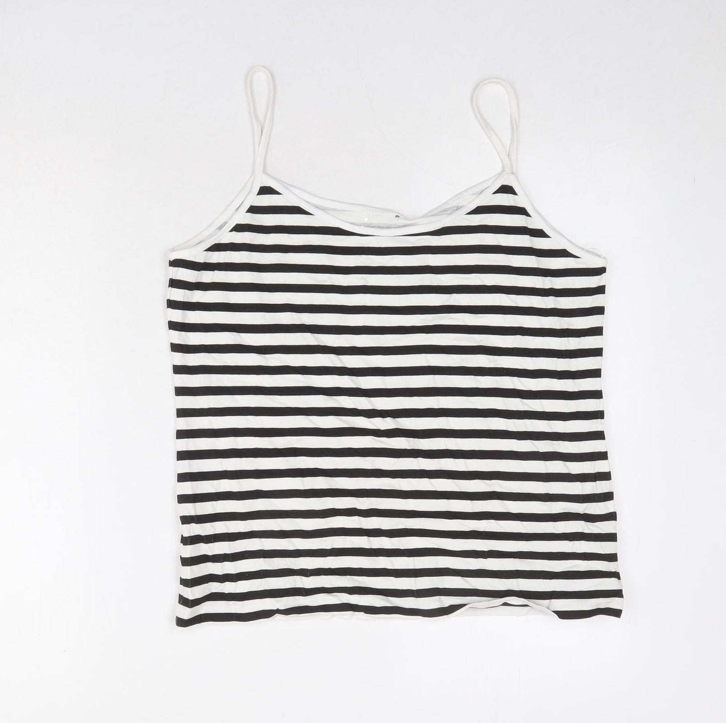 Select Womens Black Striped Cotton Basic Tank Size 16 Round Neck