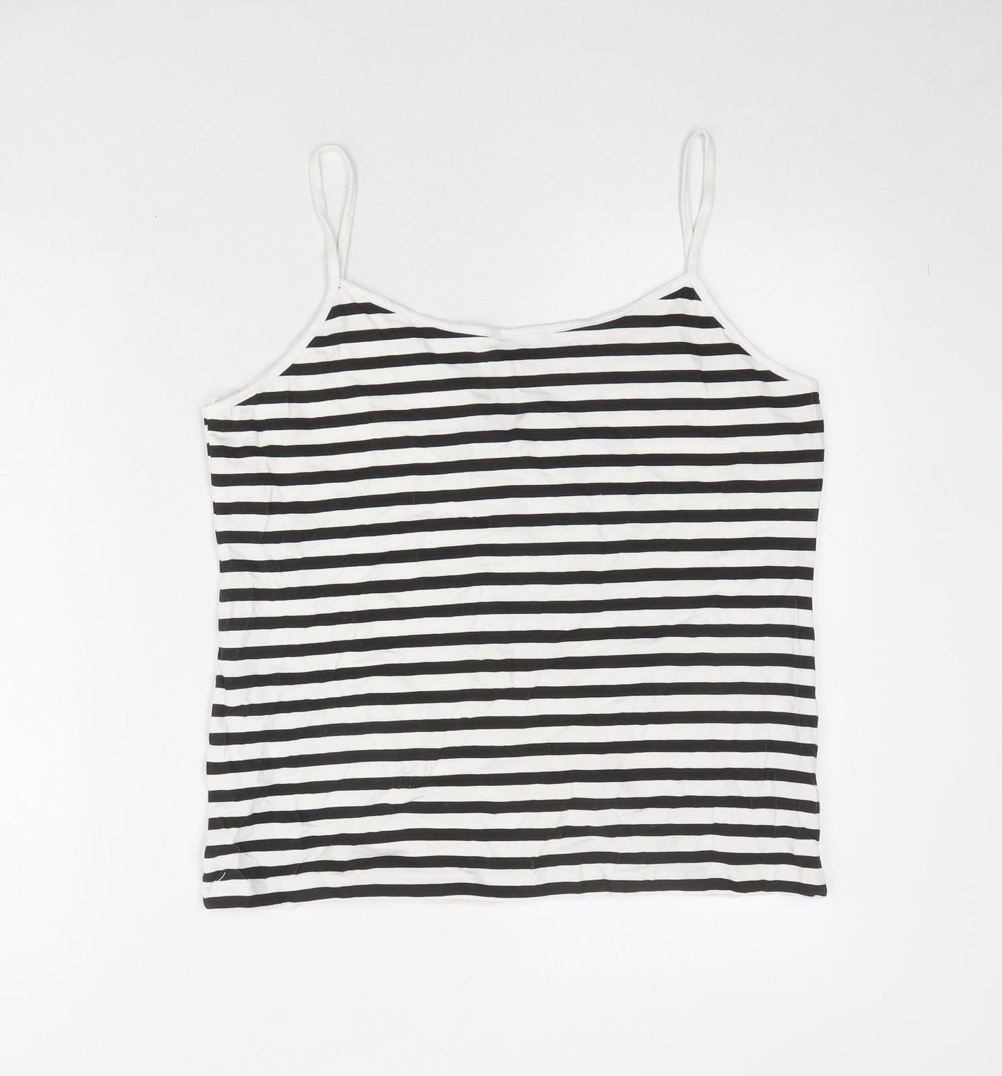 Select Womens Black Striped Cotton Basic Tank Size 16 Round Neck