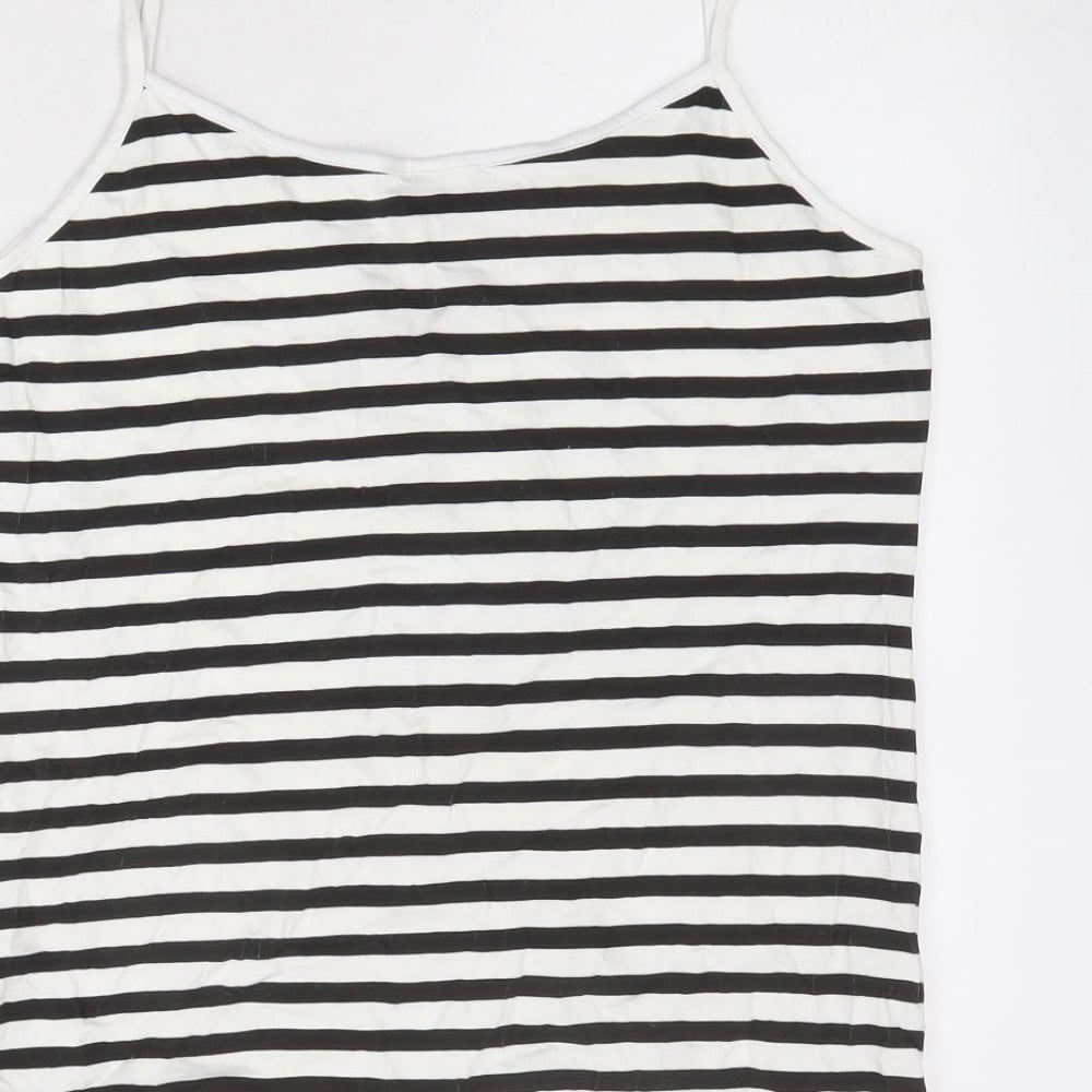 Select Womens Black Striped Cotton Basic Tank Size 16 Round Neck