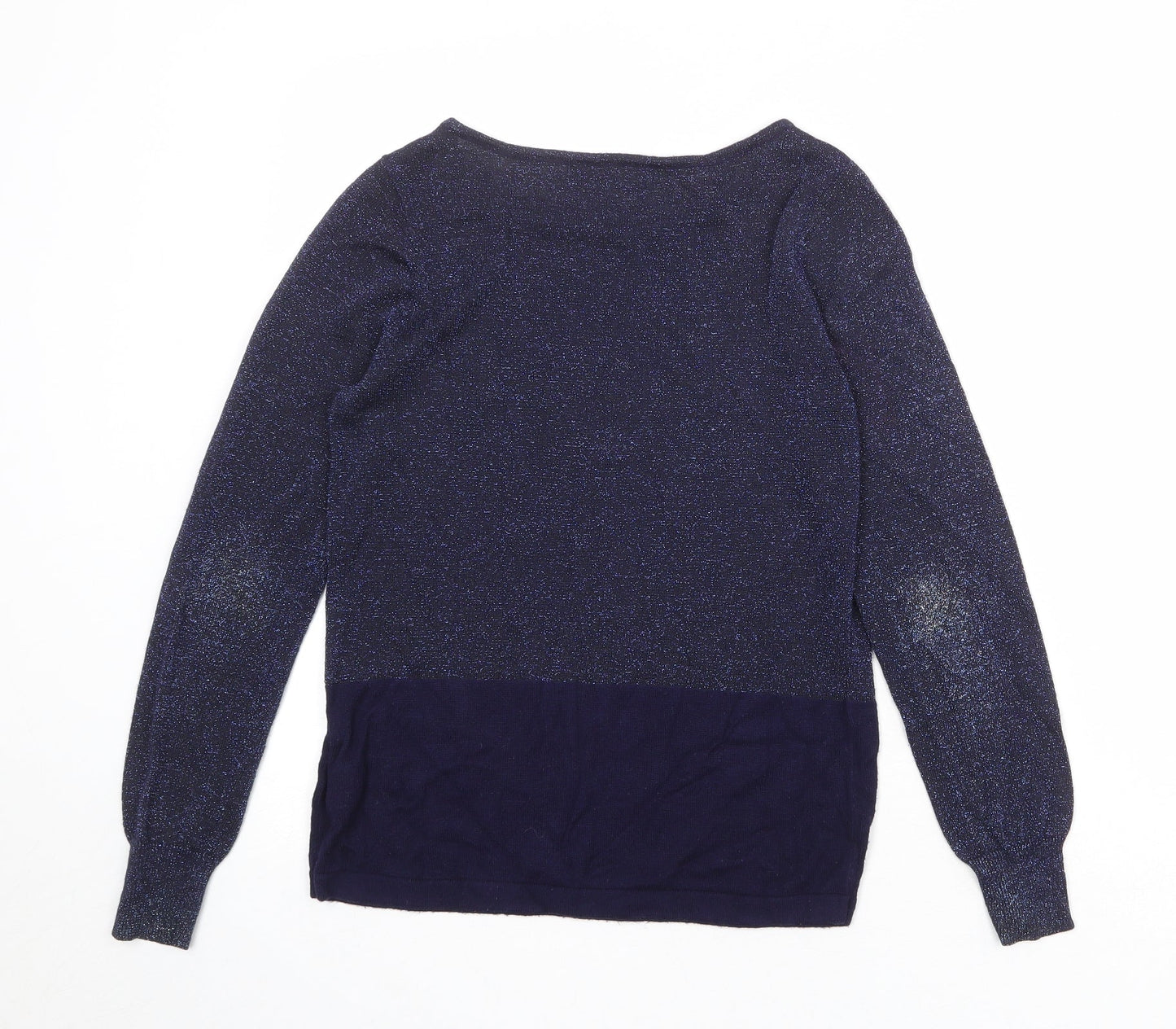 Marks and Spencer Womens Blue Boat Neck Viscose Pullover Jumper Size 10
