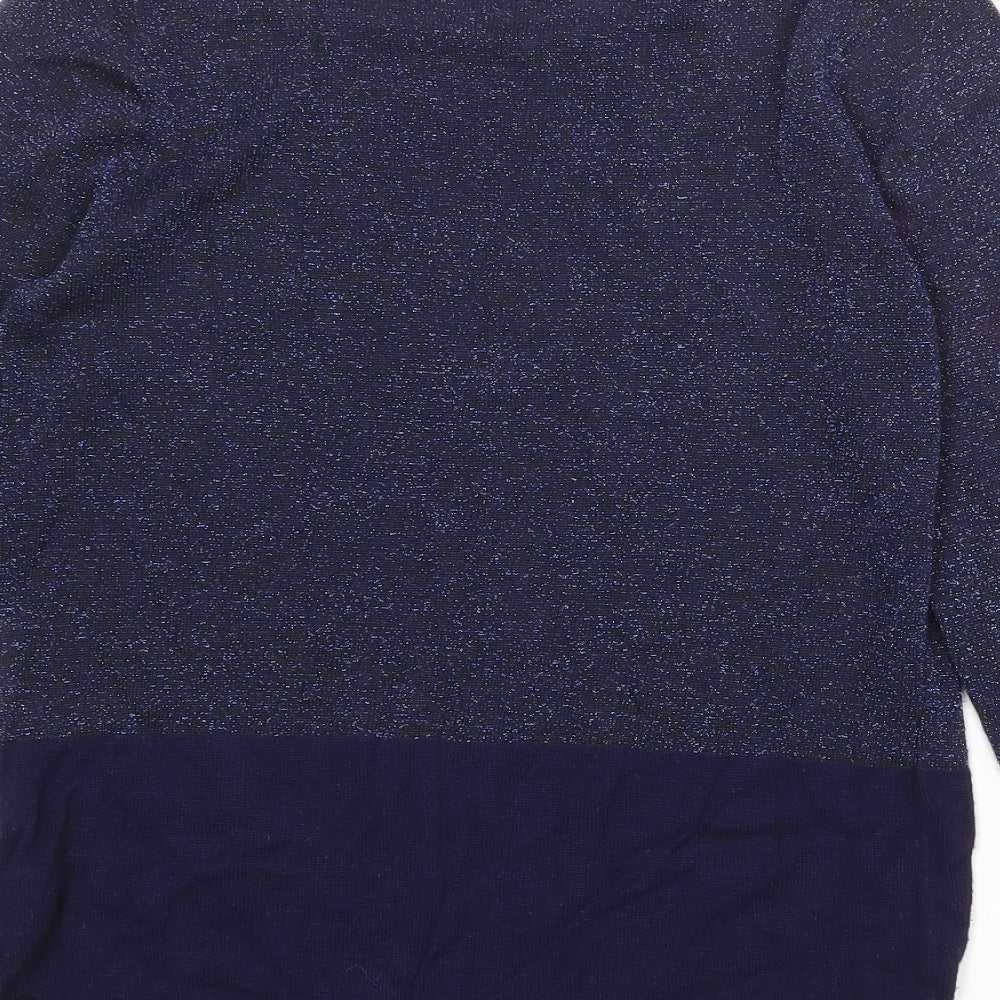 Marks and Spencer Womens Blue Boat Neck Viscose Pullover Jumper Size 10
