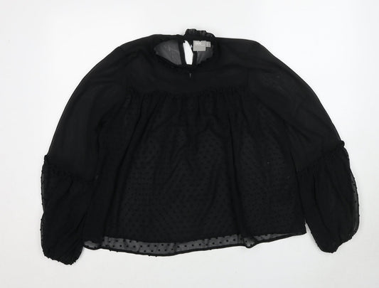 ASOS Womens Black Polka Dot Polyester Basic Blouse Size 10 Round Neck