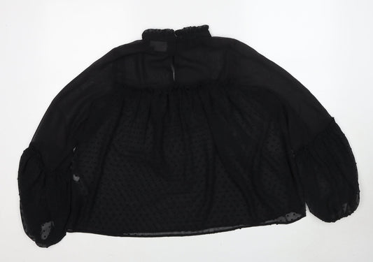 ASOS Womens Black Polka Dot Polyester Basic Blouse Size 10 Round Neck