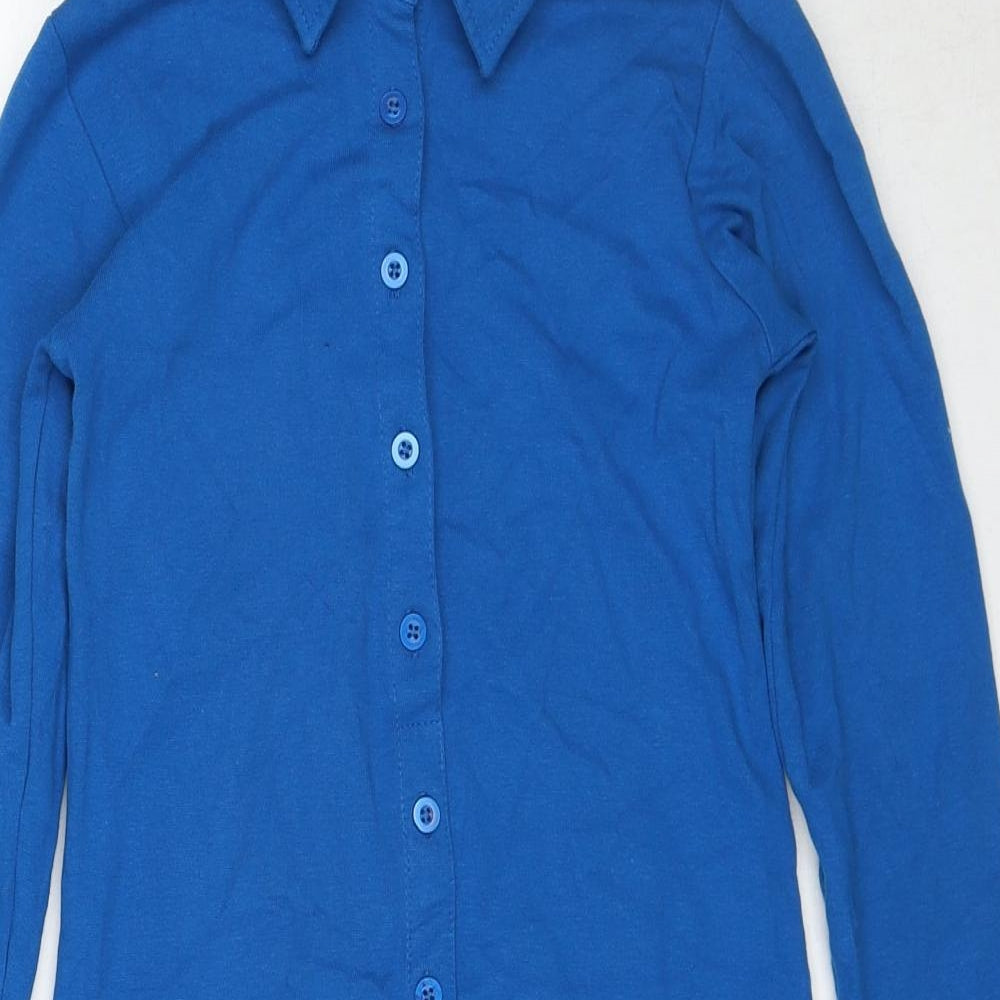 Motel Womens Blue Cotton Shirt Dress Size M Collared Button