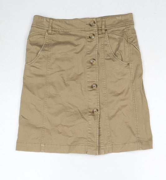 Jackpot Womens Beige Cotton A-Line Skirt Size 6 Zip