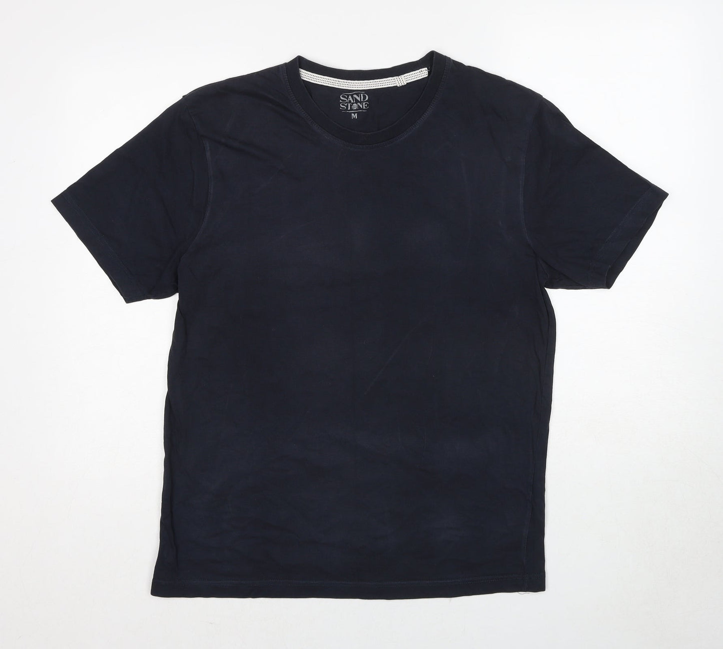 Sand Stone Womens Blue Cotton Basic T-Shirt Size M Round Neck