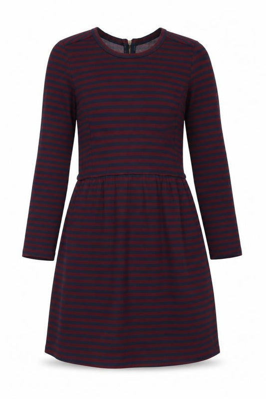 Jack Wills Womens Red Striped Viscose A-Line Size 8 Round Neck Zip