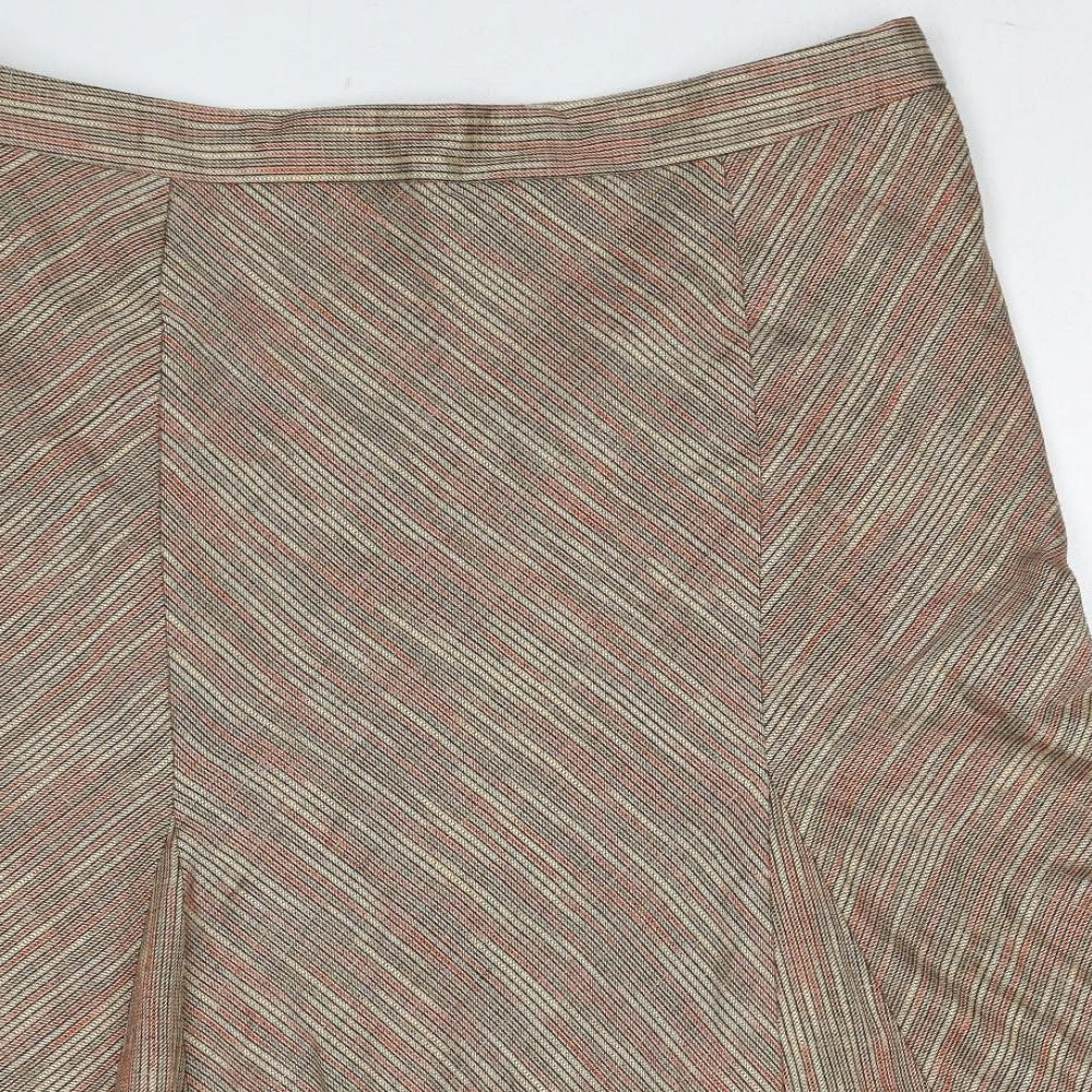 Damart Womens Brown Geometric Polyester Swing Skirt Size 20 Zip