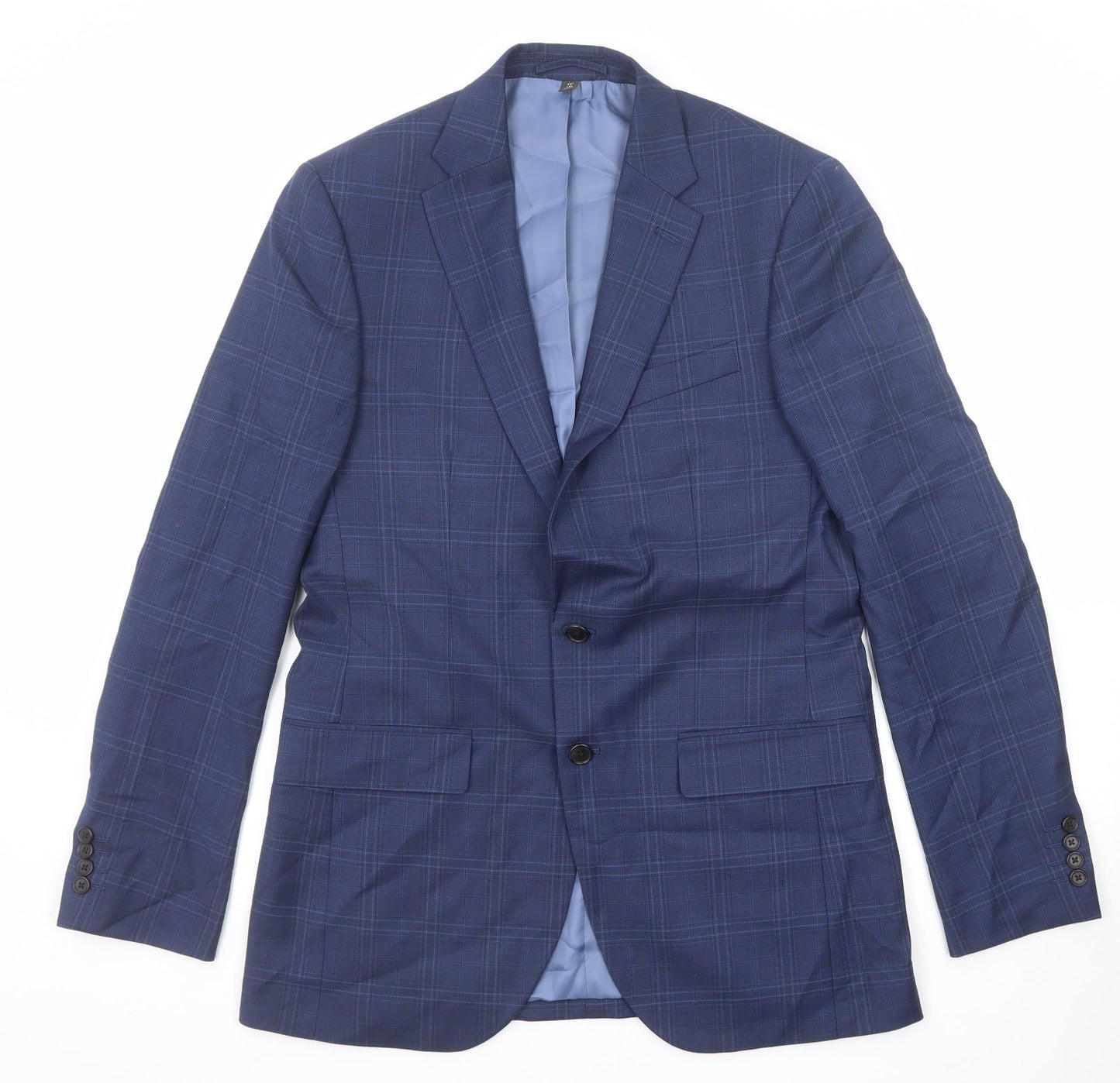 Marks and Spencer Mens Blue Striped Polyester Jacket Suit Jacket Size 40 Regular