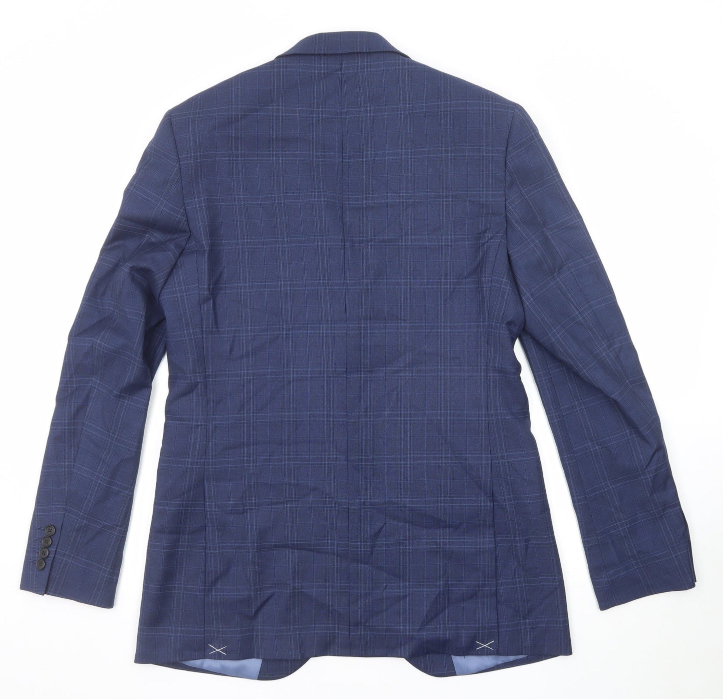 Marks and Spencer Mens Blue Striped Polyester Jacket Suit Jacket Size 40 Regular