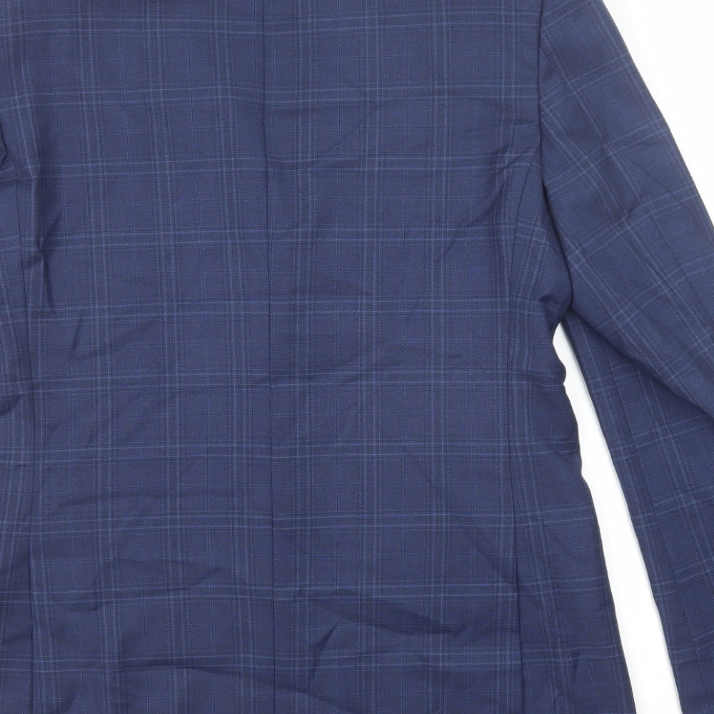 Marks and Spencer Mens Blue Striped Polyester Jacket Suit Jacket Size 40 Regular
