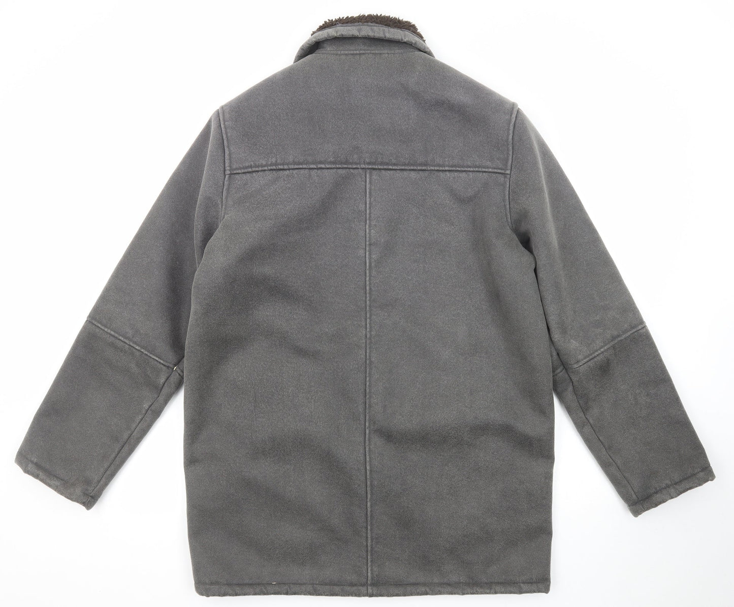 Steve Kettle Mens Grey Overcoat Coat Size S Button