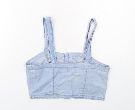 New Look Womens Blue Cotton Cropped Tank Size 10 Square Neck