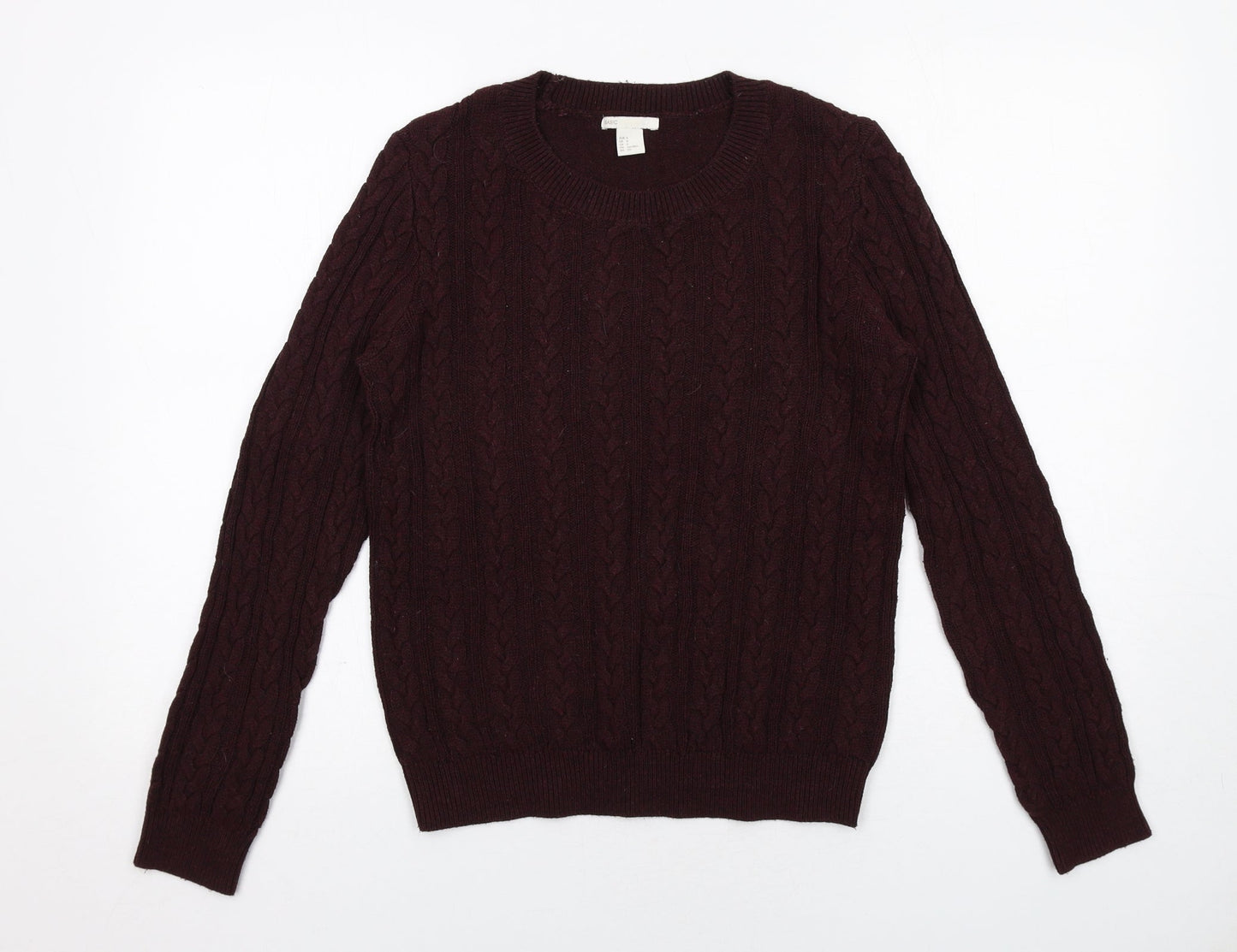 H&M Womens Purple Round Neck Acrylic Pullover Jumper Size S