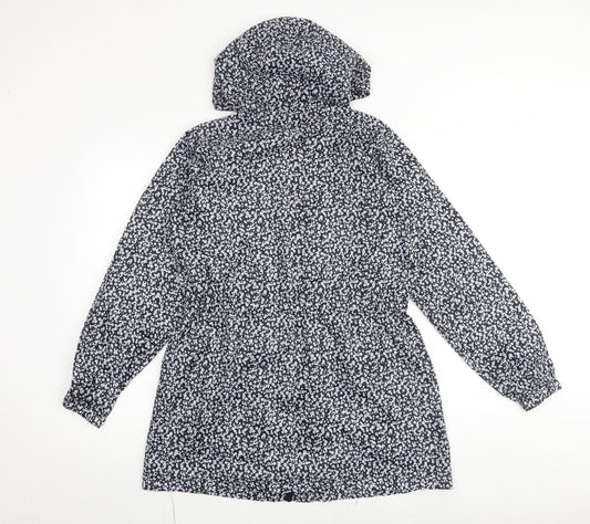 Roman Womens Grey Geometric Rain Coat Coat Size S Zip