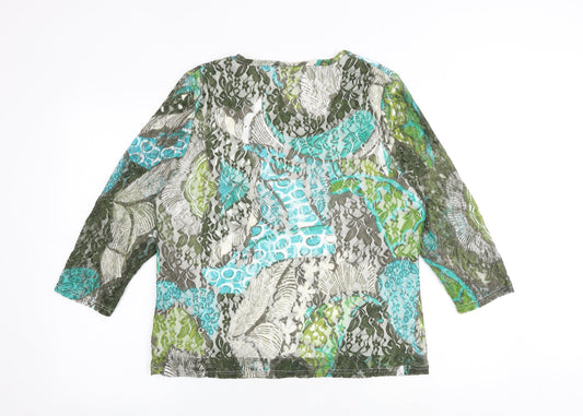Klass Womens Multicoloured Geometric Polyester Basic Blouse Size XL Square Neck