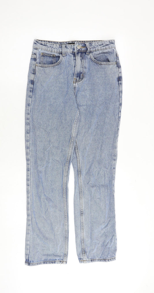 Momokrom Womens Blue Cotton Straight Jeans Size 8 Regular Zip