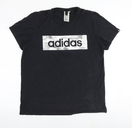 adidas Mens Black Cotton T-Shirt Size L Crew Neck