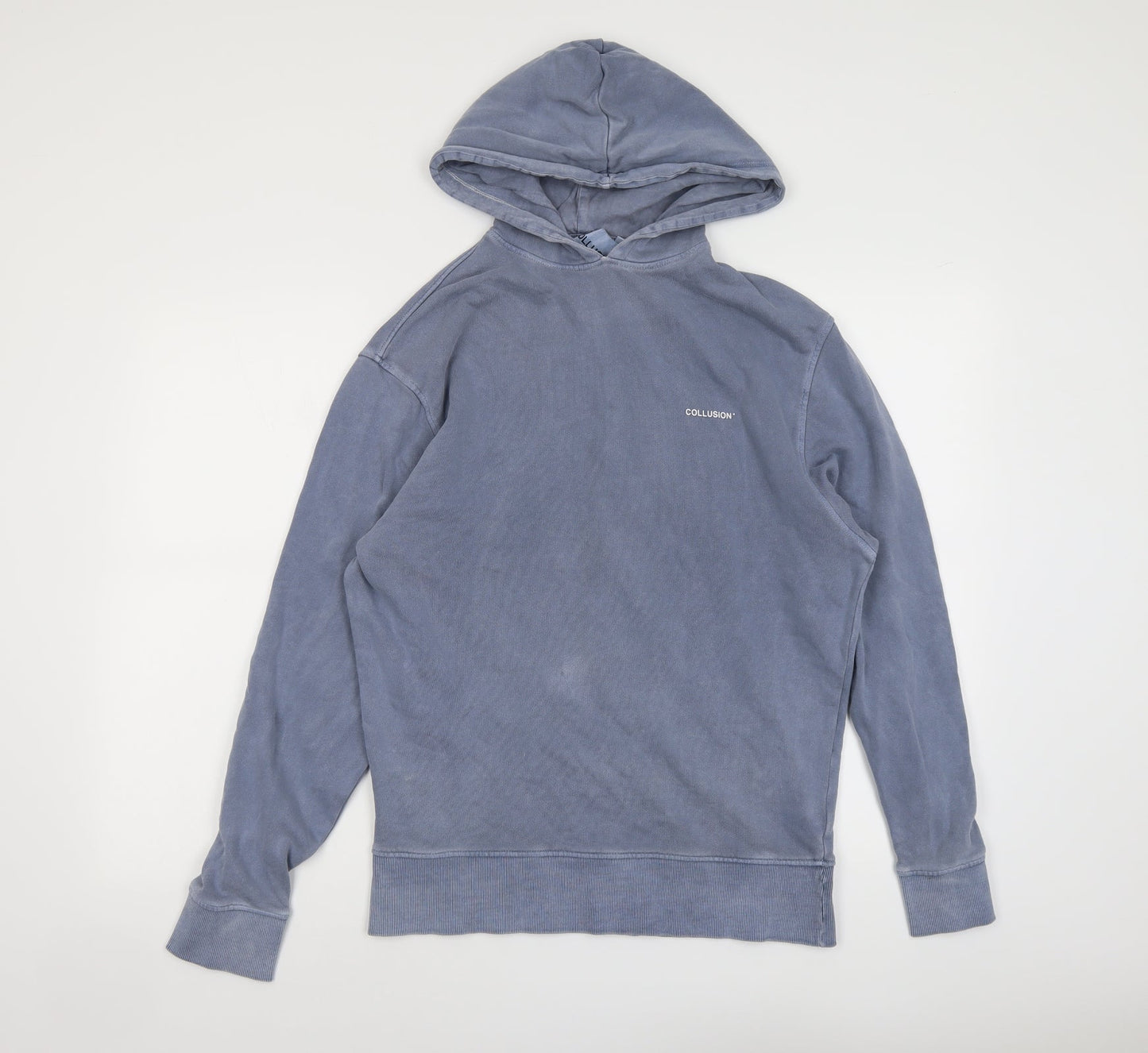COLLUSION Mens Blue Cotton Pullover Hoodie Size XS
