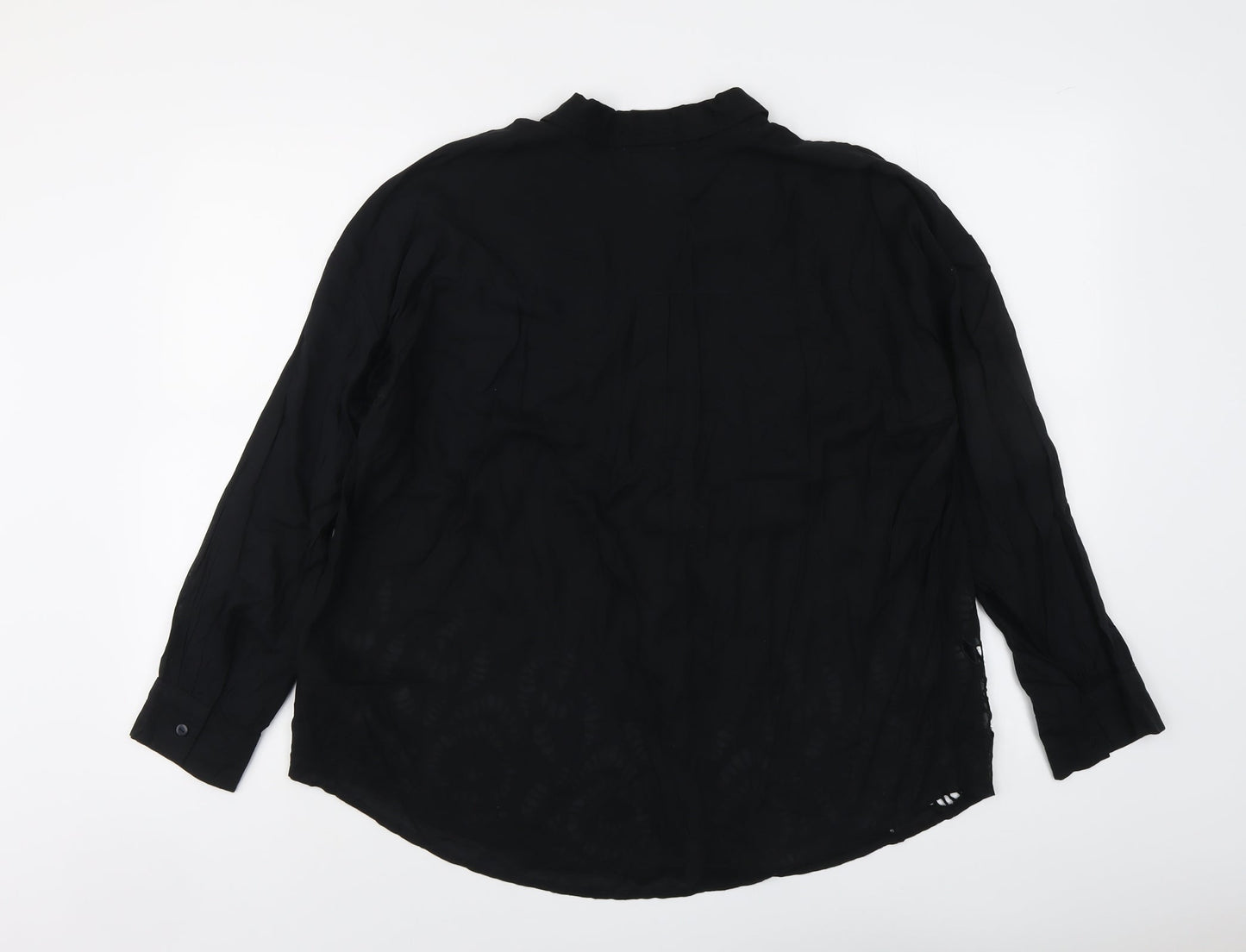 Mint Velvet Womens Black Modal Basic Button-Up Size 14 Collared