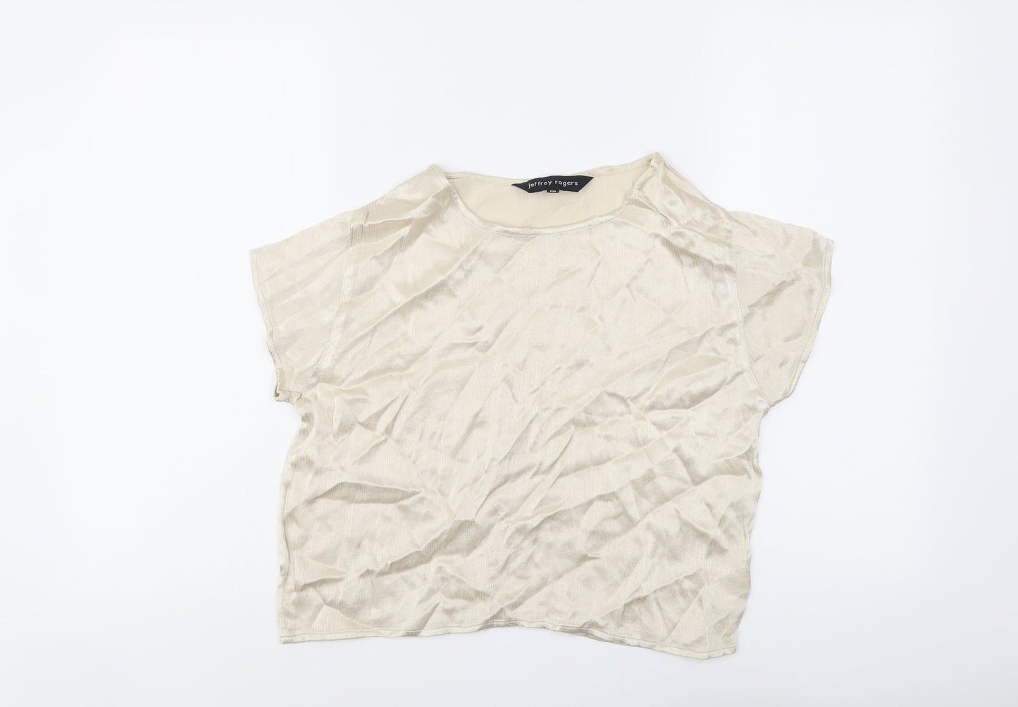 Jeffrey Rogers Womens Beige Viscose Basic Blouse Size 12 Boat Neck