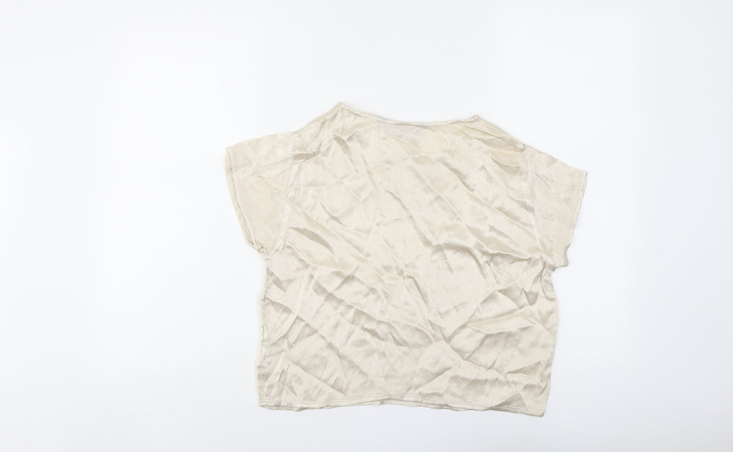 Jeffrey Rogers Womens Beige Viscose Basic Blouse Size 12 Boat Neck