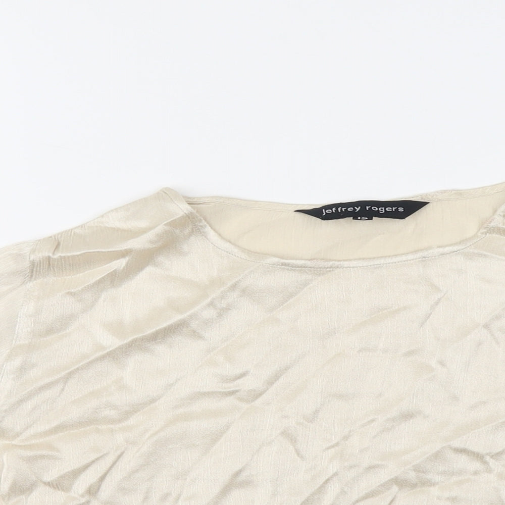 Jeffrey Rogers Womens Beige Viscose Basic Blouse Size 12 Boat Neck